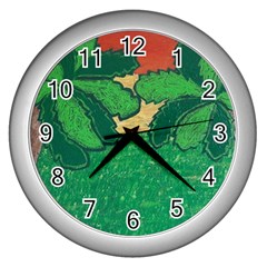 Palmtrees At Sunset  Wall Clock (silver) by Hayleyboop