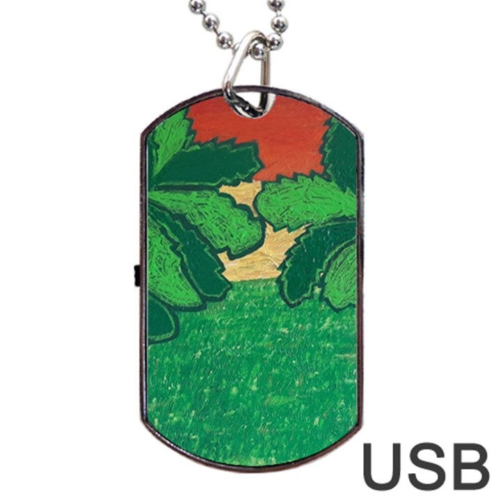 Palmtrees at sunset  Dog Tag USB Flash (One Side)