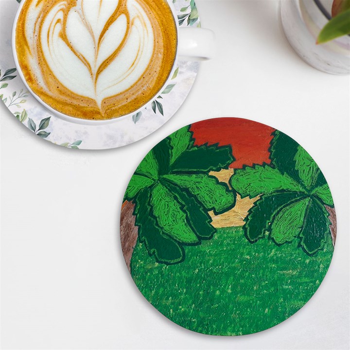 Palmtrees at sunset  UV Print Round Tile Coaster