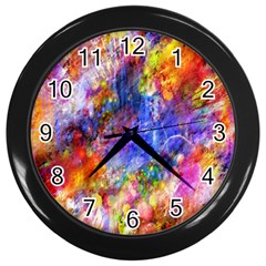 Abstract Colorful Artwork Art Wall Clock (black) by artworkshop