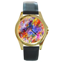 Abstract Colorful Artwork Art Round Gold Metal Watch by artworkshop