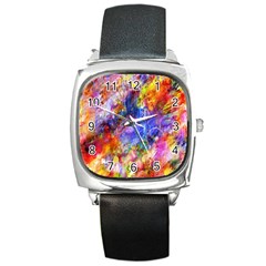 Abstract Colorful Artwork Art Square Metal Watch by artworkshop