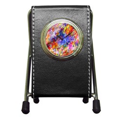 Abstract Colorful Artwork Art Pen Holder Desk Clock by artworkshop