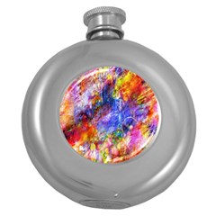 Abstract Colorful Artwork Art Round Hip Flask (5 Oz) by artworkshop