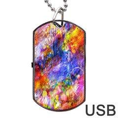 Abstract Colorful Artwork Art Dog Tag Usb Flash (one Side) by artworkshop