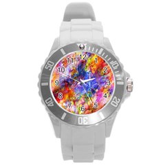 Abstract Colorful Artwork Art Round Plastic Sport Watch (l) by artworkshop