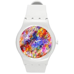 Abstract Colorful Artwork Art Round Plastic Sport Watch (m) by artworkshop