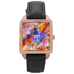 Abstract Colorful Artwork Art Rose Gold Leather Watch  by artworkshop