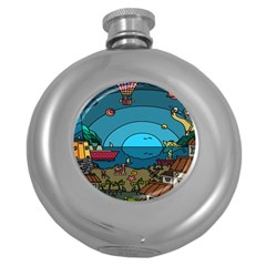 Artwork Art Kids Round Hip Flask (5 Oz) by artworkshop