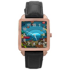 Artwork Art Kids Rose Gold Leather Watch  by artworkshop