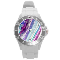 Color Acrylic Paint Art Round Plastic Sport Watch (l) by artworkshop