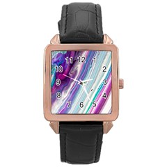 Color Acrylic Paint Art Rose Gold Leather Watch  by artworkshop