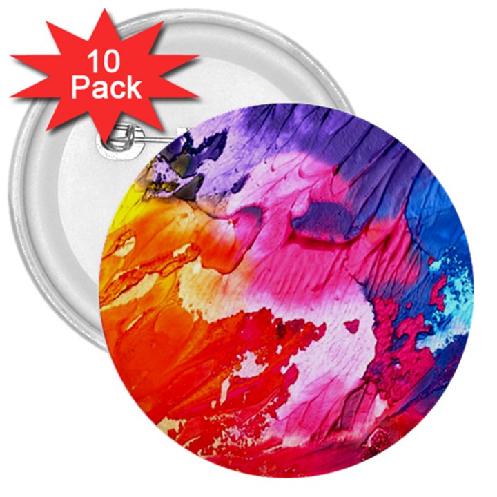 Colorful Painting 3  Buttons (10 pack) 