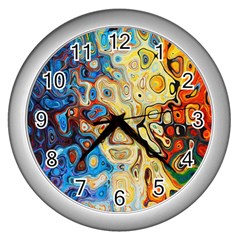 Colorful Structure Wall Clock (silver) by artworkshop