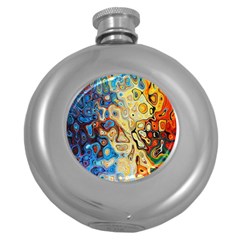 Colorful Structure Round Hip Flask (5 Oz) by artworkshop