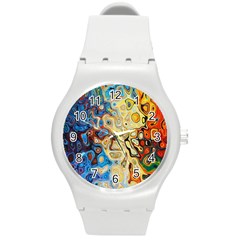 Colorful Structure Round Plastic Sport Watch (m) by artworkshop