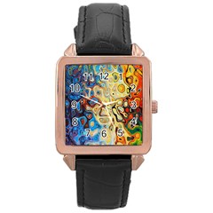 Colorful Structure Rose Gold Leather Watch  by artworkshop