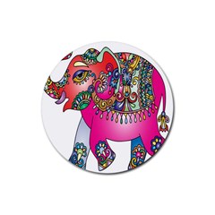 Decorative Elephant Rubber Round Coaster (4 Pack) by artworkshop