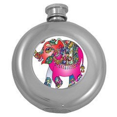 Decorative Elephant Round Hip Flask (5 Oz) by artworkshop