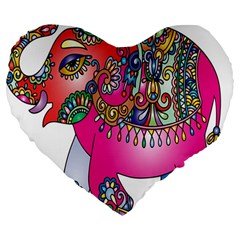 Decorative Elephant Large 19  Premium Heart Shape Cushions by artworkshop