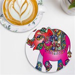 Decorative Elephant UV Print Round Tile Coaster Front