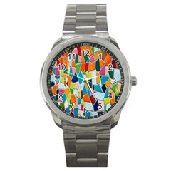 Mosaic Tiles Sport Metal Watch by artworkshop