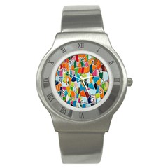 Mosaic Tiles Stainless Steel Watch by artworkshop