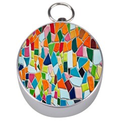 Mosaic Tiles Silver Compasses by artworkshop