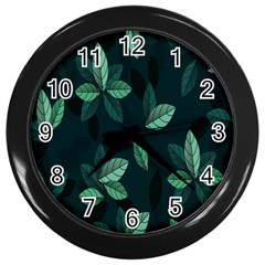 Plant Leaves Wall Clock (black) by artworkshop