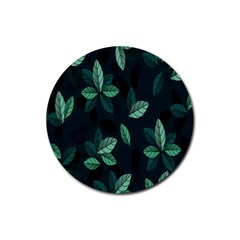 Plant Leaves Rubber Round Coaster (4 Pack) by artworkshop