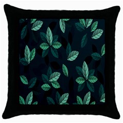 Plant Leaves Throw Pillow Case (black)