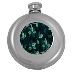 Plant Leaves Round Hip Flask (5 Oz) by artworkshop