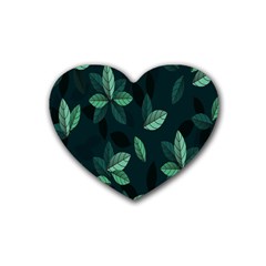 Plant Leaves Rubber Coaster (heart) by artworkshop