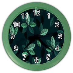 Plant Leaves Color Wall Clock by artworkshop