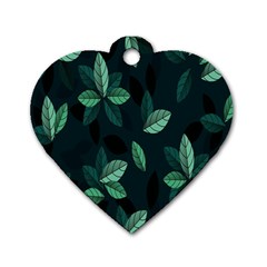 Plant Leaves Dog Tag Heart (one Side) by artworkshop