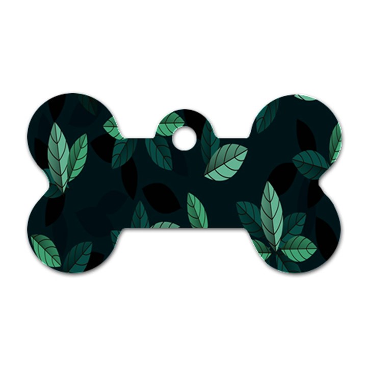 Plant Leaves Dog Tag Bone (Two Sides)