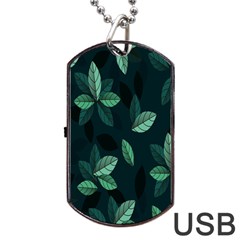 Plant Leaves Dog Tag Usb Flash (one Side) by artworkshop