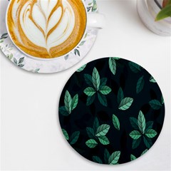 Plant Leaves Uv Print Round Tile Coaster by artworkshop