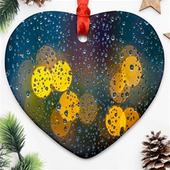 Raindrops Water Heart Ornament (two Sides)