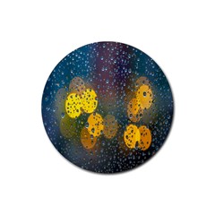 Raindrops Water Rubber Coaster (round) by artworkshop