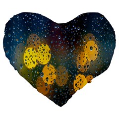 Raindrops Water Large 19  Premium Flano Heart Shape Cushions by artworkshop