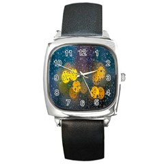 Raindrops Water Square Metal Watch by artworkshop