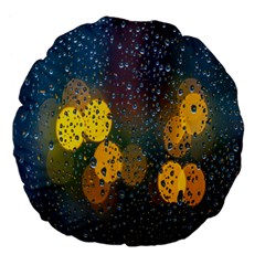 Raindrops Water Large 18  Premium Flano Round Cushions by artworkshop