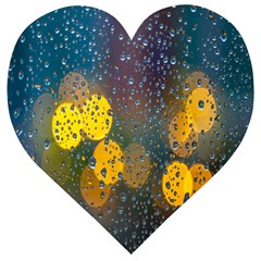 Raindrops Water Wooden Puzzle Heart by artworkshop