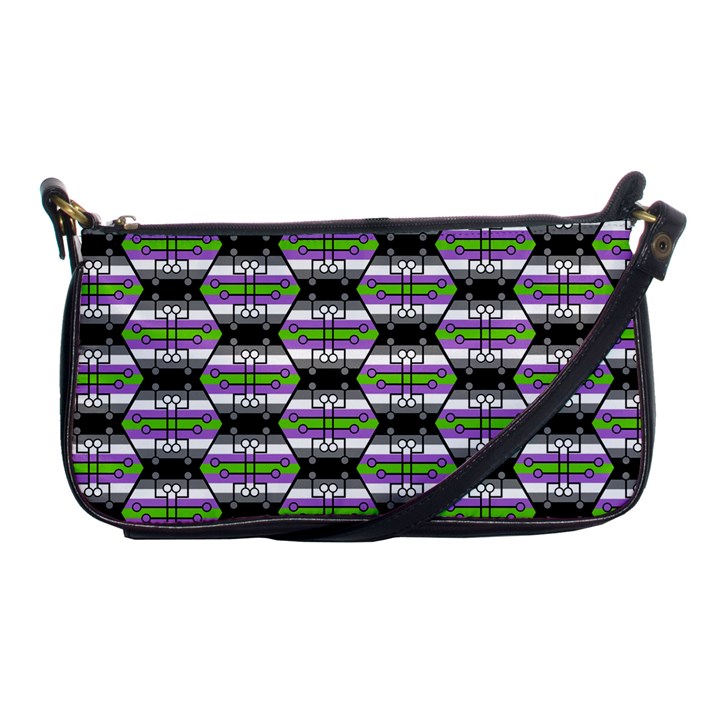 Hackers Town Void Mantis Hexagon Agender Nine 9 Stripe Pride Flag Shoulder Clutch Bag