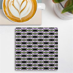 Hackers Town Void Mantis Hexagon Agender Nine 9 Stripe Pride Flag Uv Print Square Tile Coaster  by WetdryvacsLair