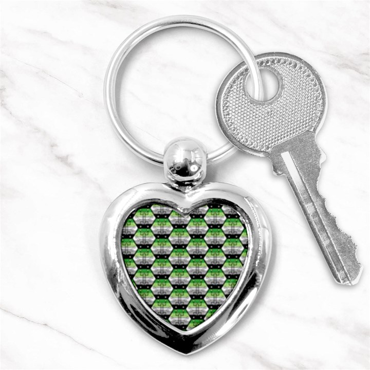 Hackers Town Void Mantis Hexagon Aromantic Pride Flag Key Chain (Heart)