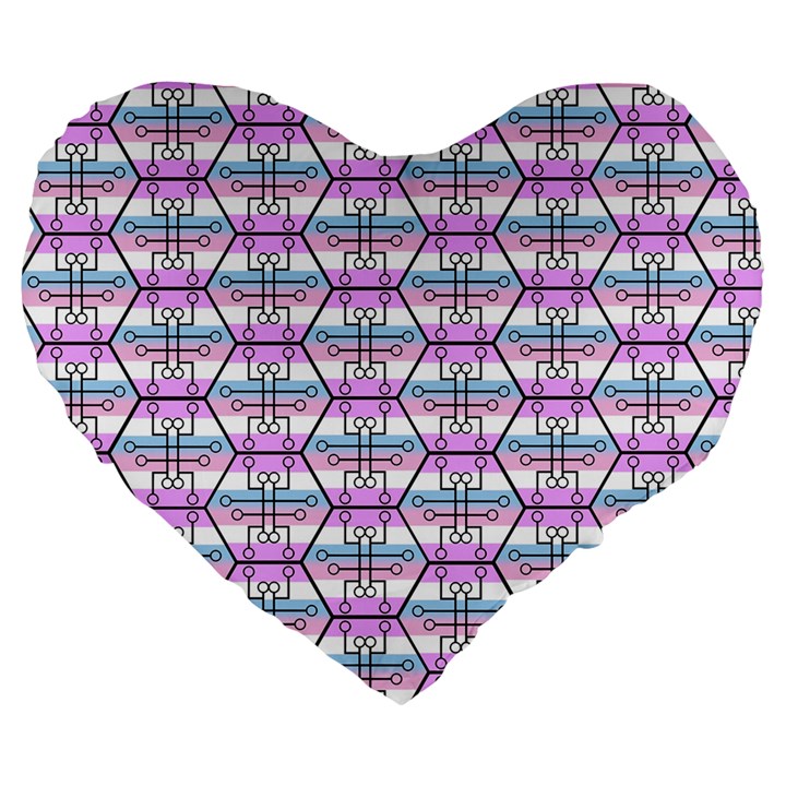 Hackers Town Void Mantis Hexagon Bigender Pride Flag Large 19  Premium Flano Heart Shape Cushions