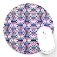 Hackers Town Void Mantis Hexagon Bigender Seven 7 Stripe Pride Flag Round Mousepads by WetdryvacsLair