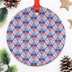 Hackers Town Void Mantis Hexagon Bigender Seven 7 Stripe Pride Flag Ornament (round) by WetdryvacsLair